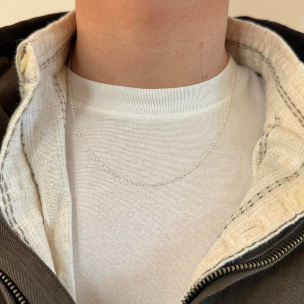 Y2K 2000s Simple 925 Silver Chain Necklace Unisex Minimal Jewelry New